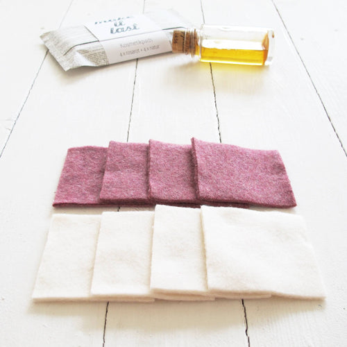 Abschminkpads, natur + rosarot / Kosmetikpads aus Bio-Baumwolle - 8er Set, zero waste + plastikfrei